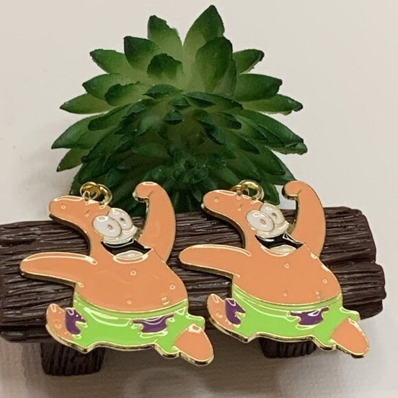 Sponge Bob Earring, Patrick Starfish, Patrick Earring, Gift Idea, Silly Earring - Picture 1 of 7